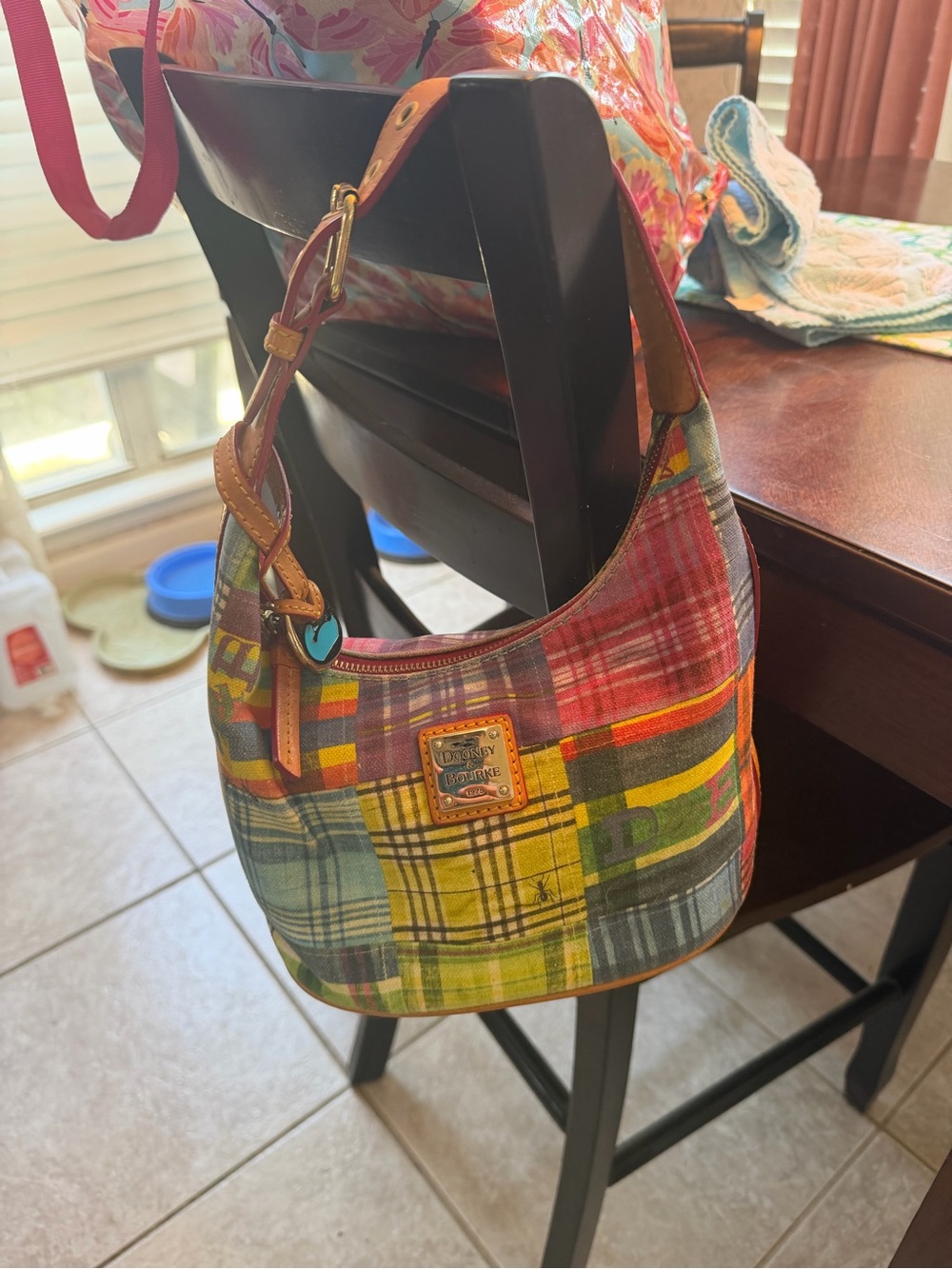 Dooney & Bourke Multicolor Plaid Shoulder Hobo - Red, Yellow, Green, Blue
